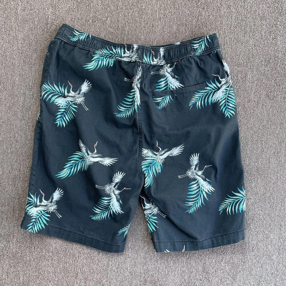 vintage genes slim fit shorts drawstring crane print mens med canvas